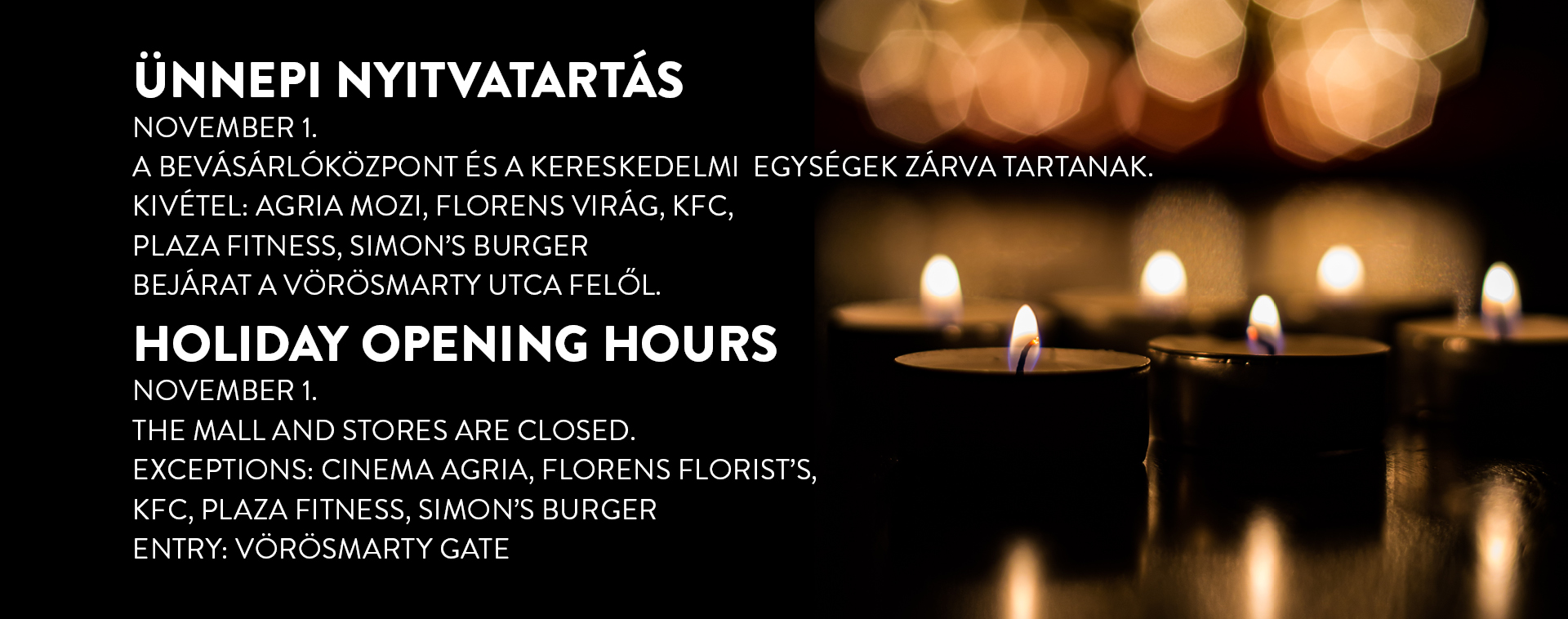 Ünnepi nyitvatartás - november 1.